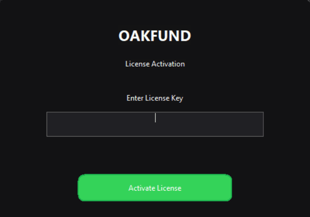 License screen screenshot